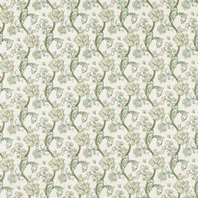 F1742/02 Golden Lily Embroidery William Morris Weaves Linen/Blush Fabric by Clarke & Clarke