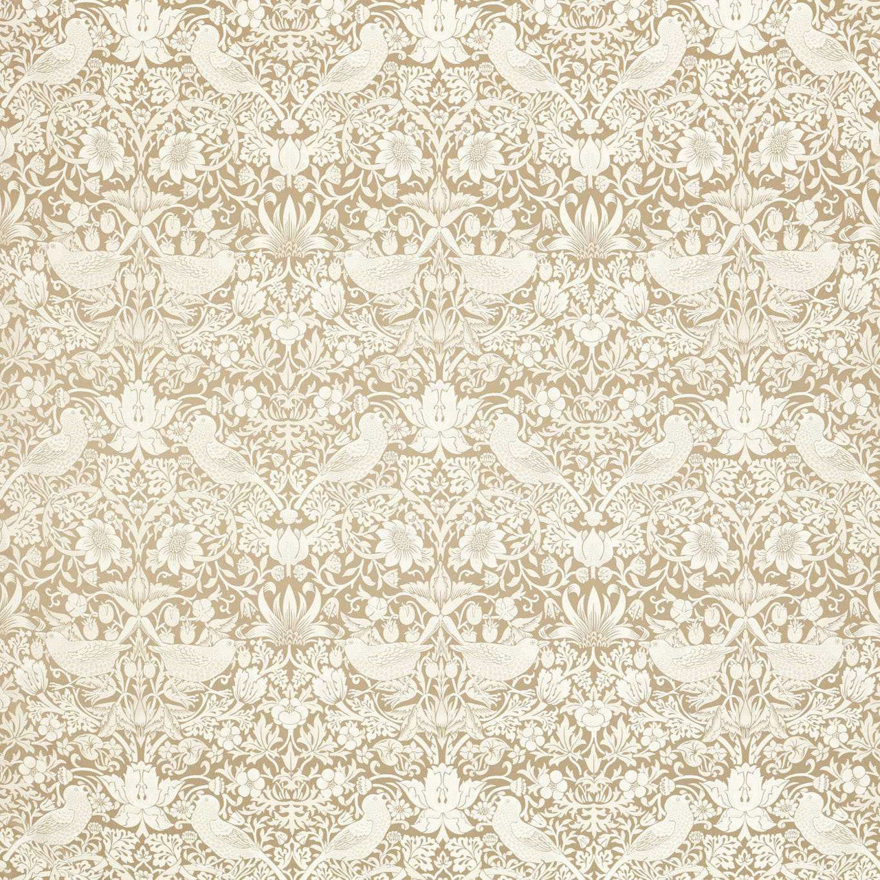 F1746/03 Strawberry Thief Jacquard William Morris Weaves Linen Fabric by Clarke & Clarke