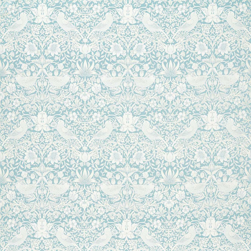 F1746/04 Strawberry Thief Jacquard William Morris Weaves Mineral Fabric by Clarke & Clarke