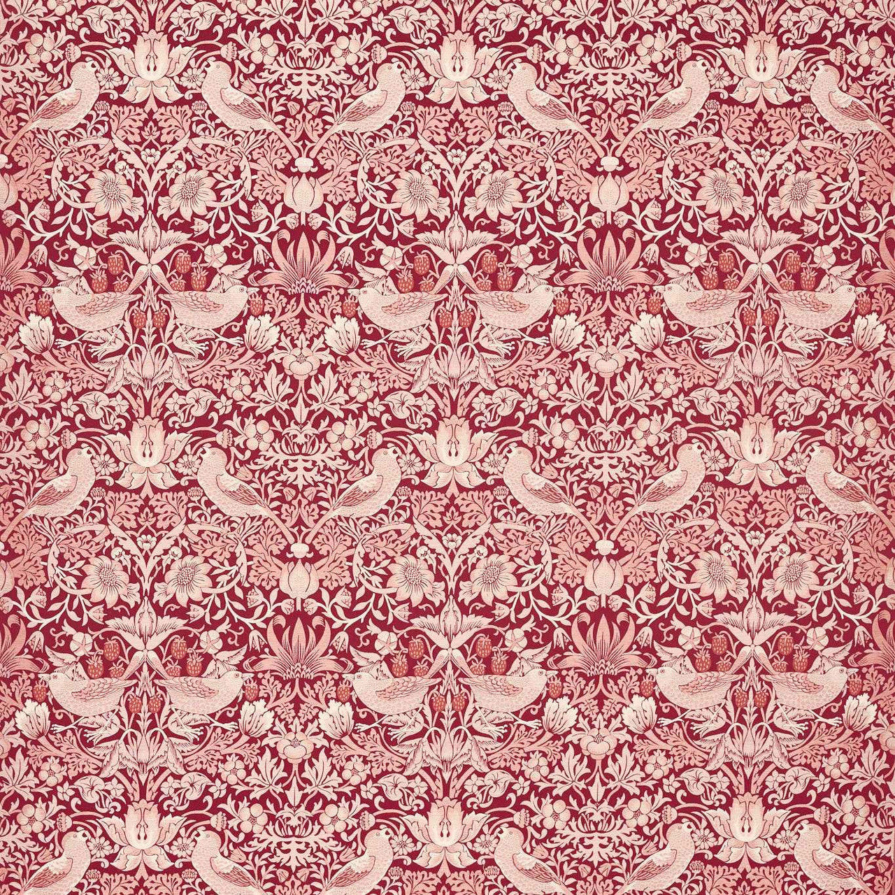 F1746/05 Strawberry Thief Jacquard William Morris Weaves Plum Fabric by Clarke & Clarke