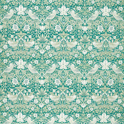 F1746/06 Strawberry Thief Jacquard William Morris Weaves Teal Fabric by Clarke & Clarke