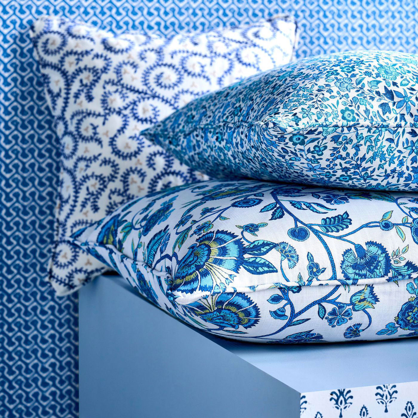F1807/01 Barmeri Indira Cobalt Fabric by Clarke and Clarke