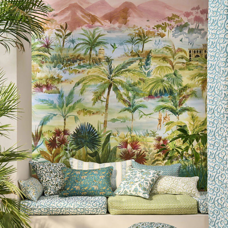 F1807/04 Barmeri Indira Teal Fabric by Clarke and Clarke