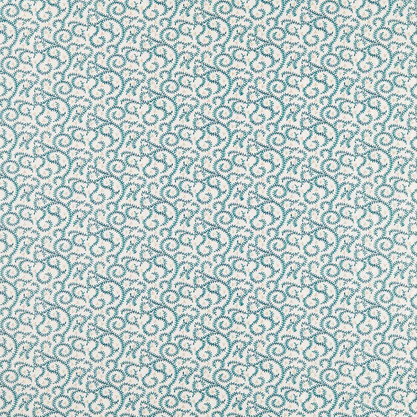 F1809/05 Buta Embroidery Indira Teal Fabric by Clarke and Clarke