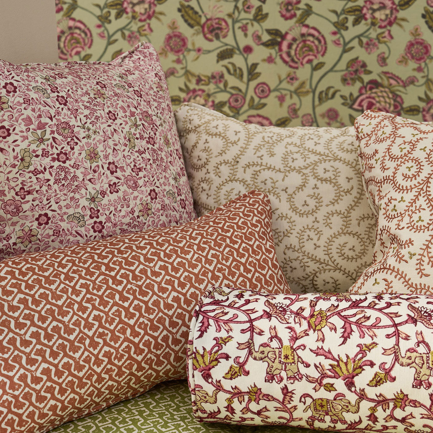 F1811/01 Gamthi Indira Blush Fabric by Clarke and Clarke