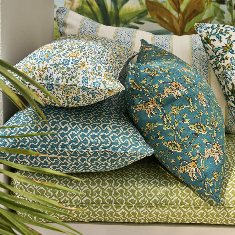F1811/04 Gamthi Indira Teal Fabric by Clarke and Clarke