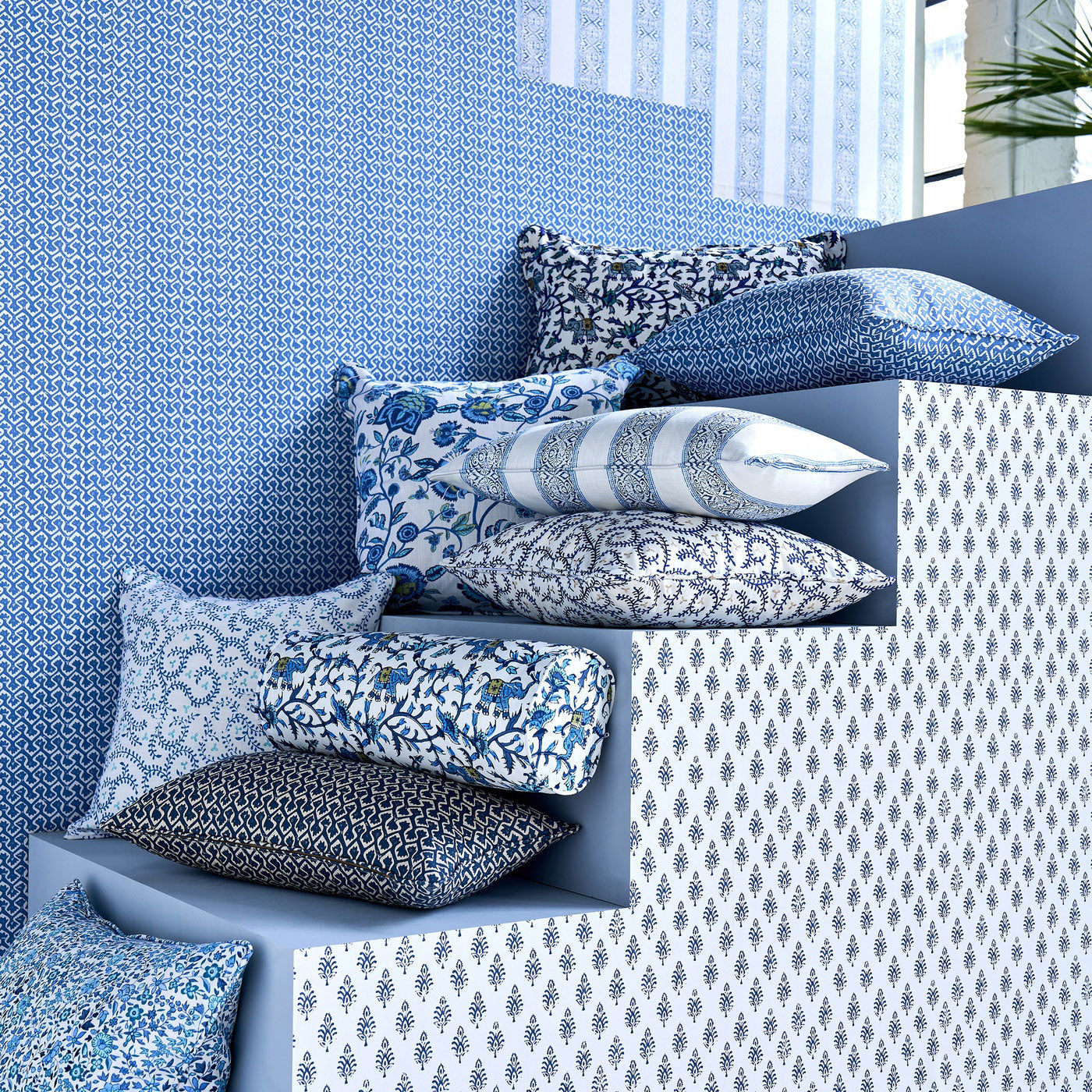 F1812/01 Hathi Indira Cobalt Fabric by Clarke and Clarke