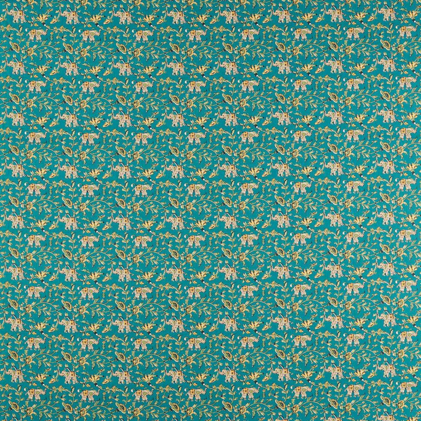 F1812/05 Hathi Indira Teal Fabric by Clarke and Clarke