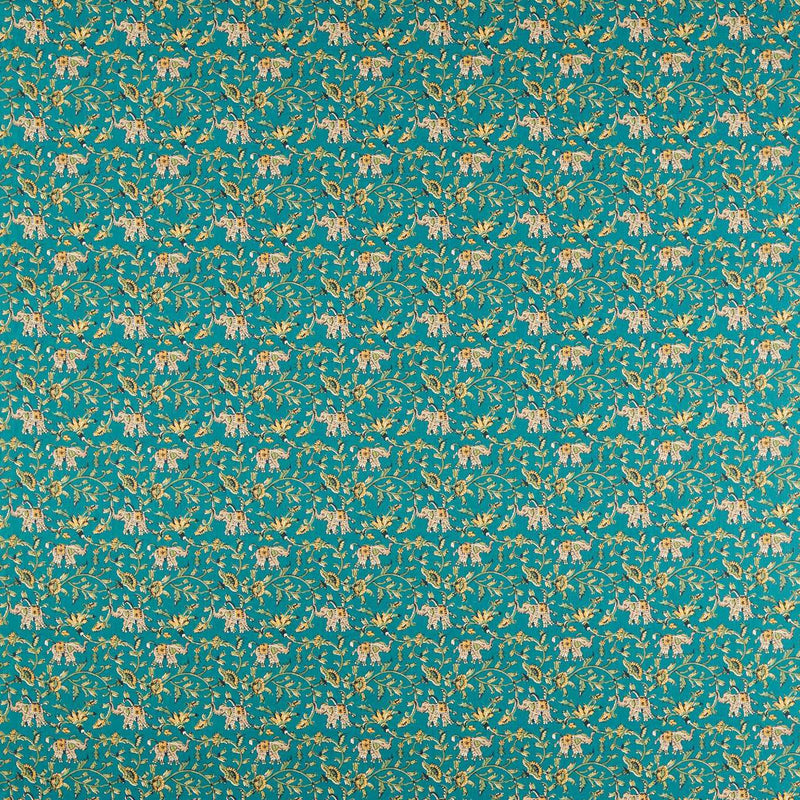 F1812/05 Hathi Indira Teal Fabric by Clarke and Clarke