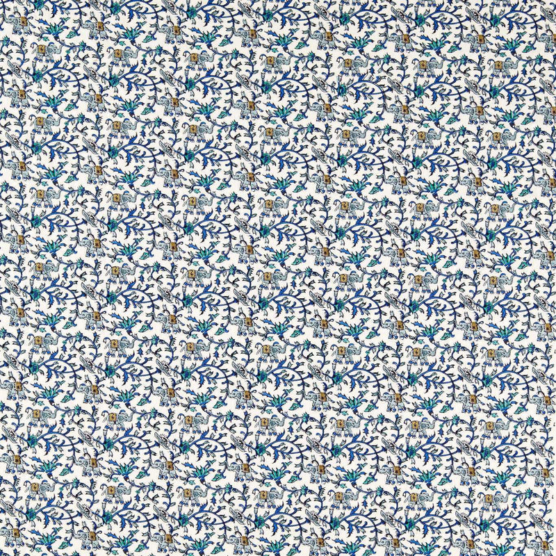 F1813/01 Hathi Embroidery Indira Cobalt Fabric by Clarke and Clarke