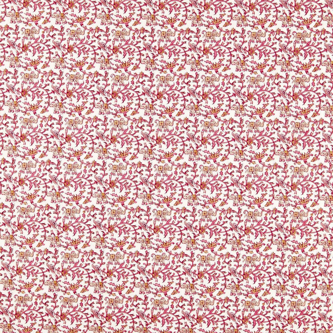 F1813/02 Hathi Embroidery Indira Raspberry Fabric by Clarke and Clarke