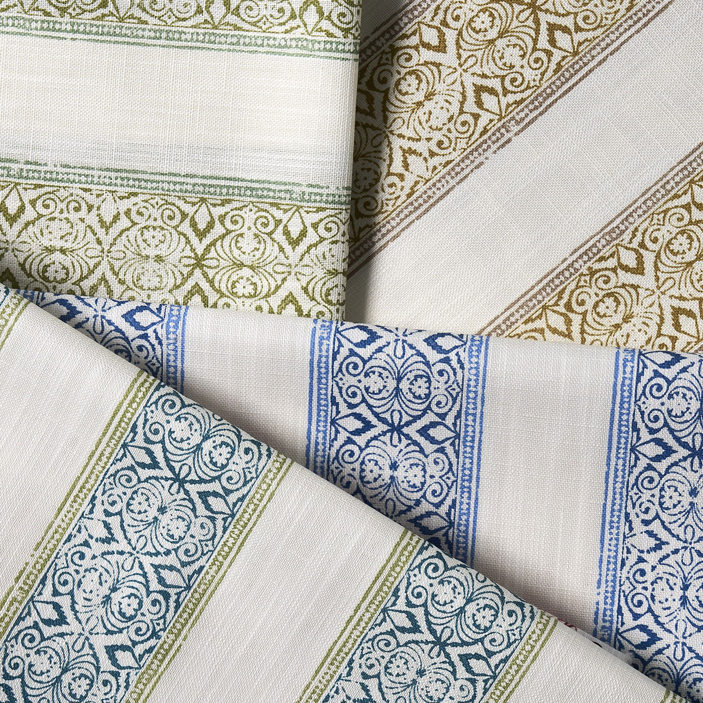 F1814/02 Kalamkari Indira Cobalt Fabric by Clarke and Clarke