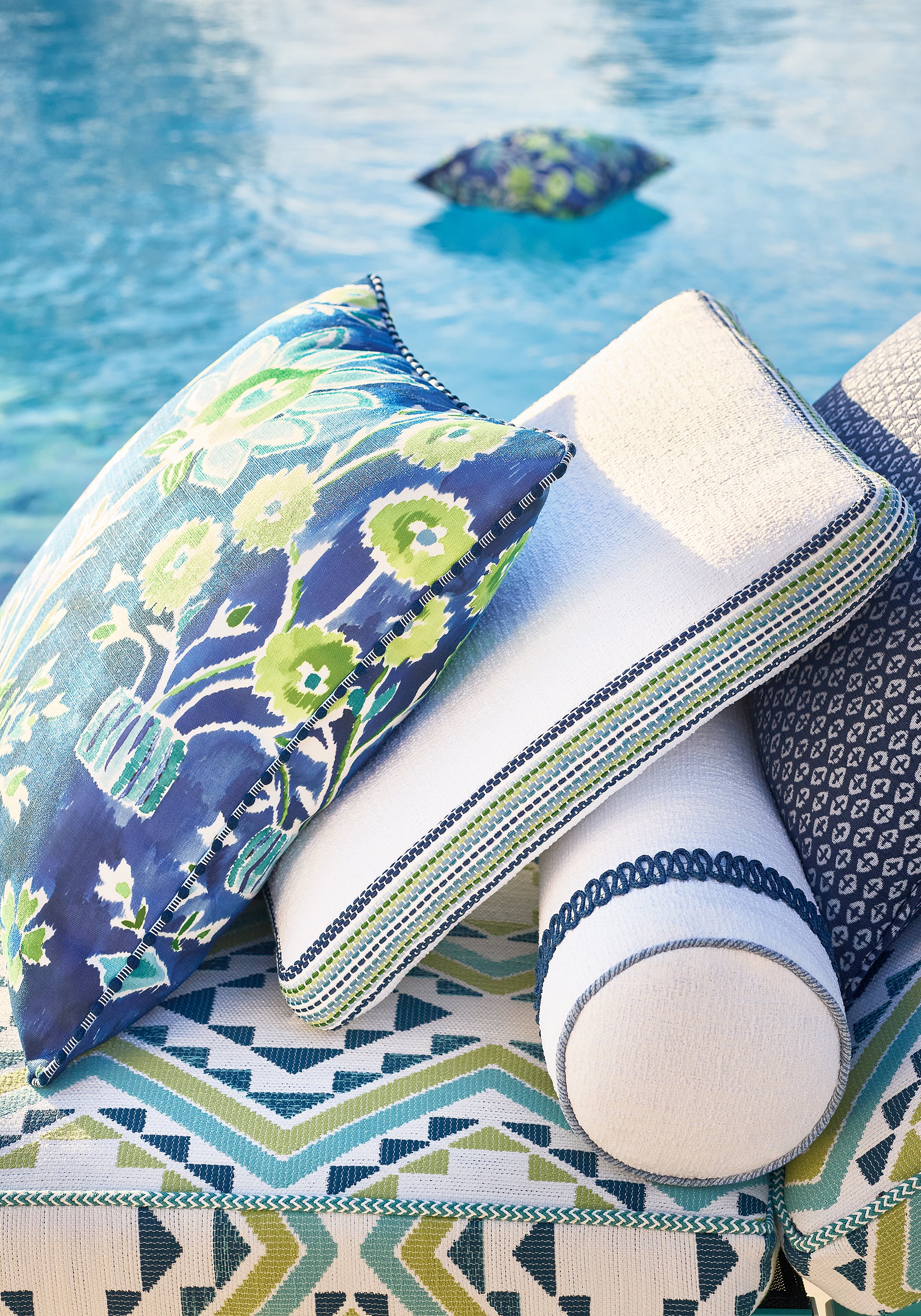 F711115 Lilia Print Navy Acadia Fabric by Thibaut