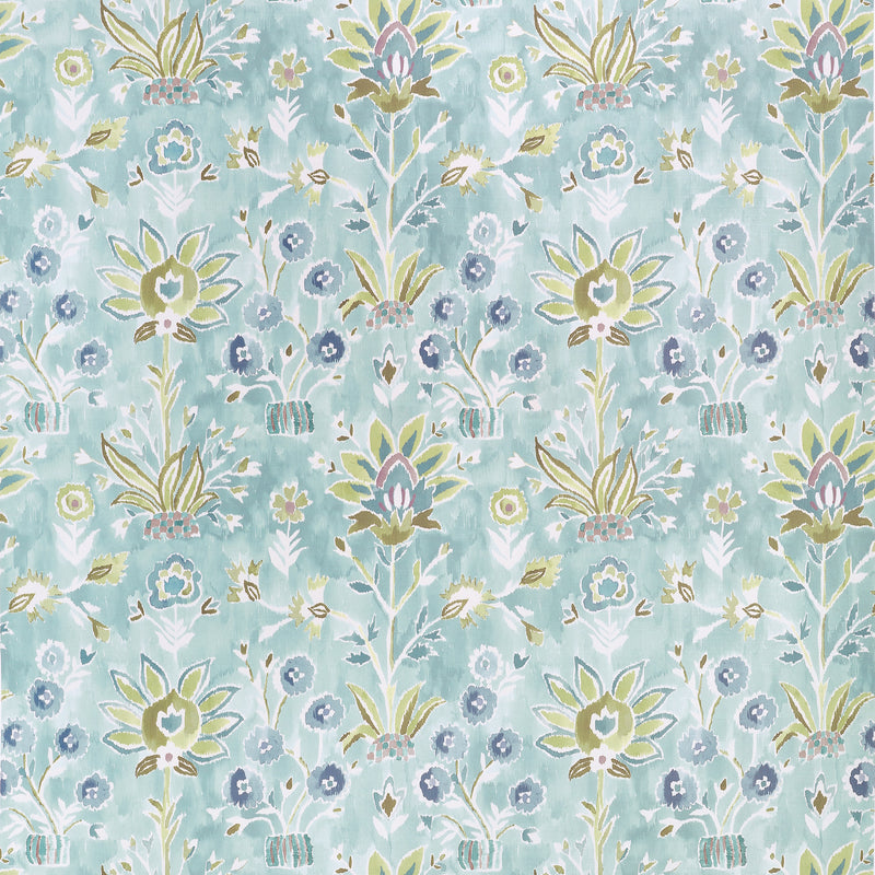 F711117 Lilia Print Mineral Acadia Fabric by Thibaut