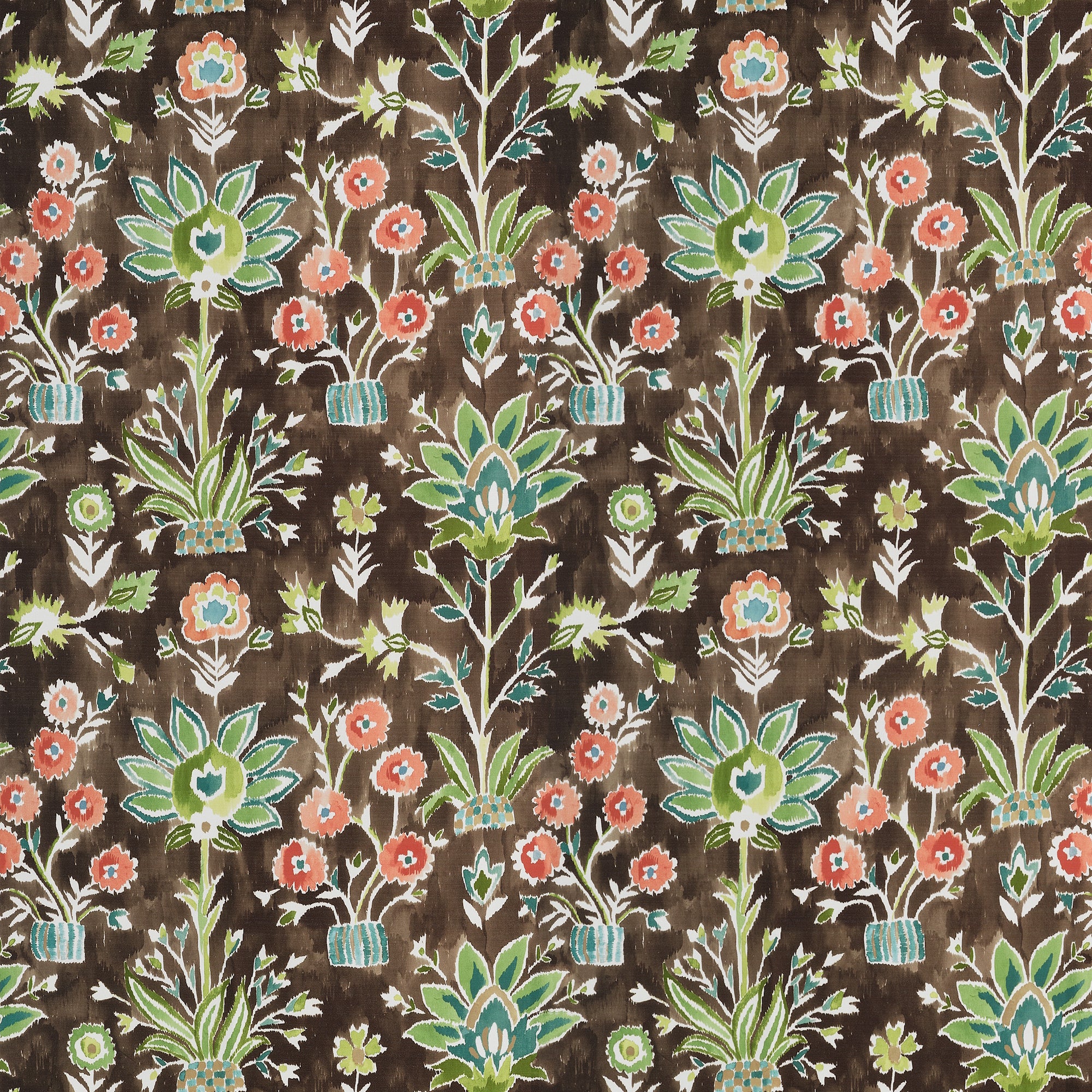 F711119 Lilia Print Chocolate Acadia Fabric by Thibaut