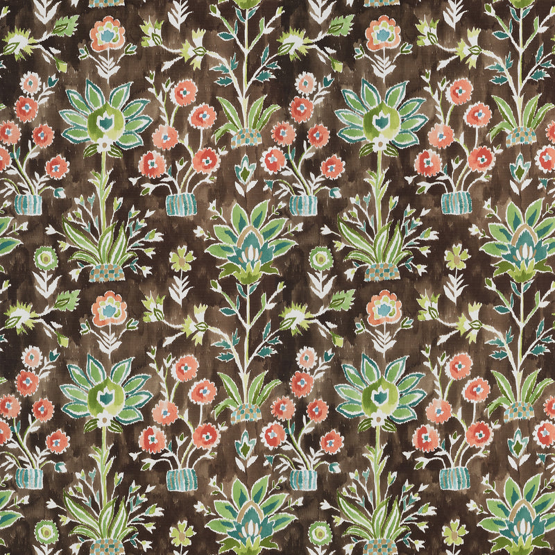 F711119 Lilia Print Chocolate Acadia Fabric by Thibaut