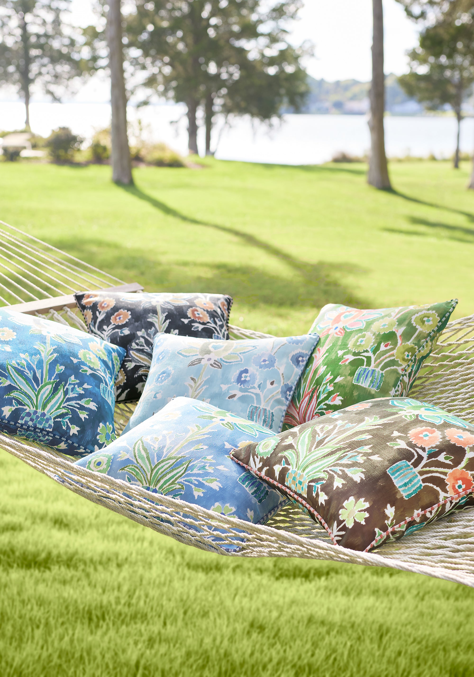 F711120 Lilia Print Ebony Acadia Fabric by Thibaut
