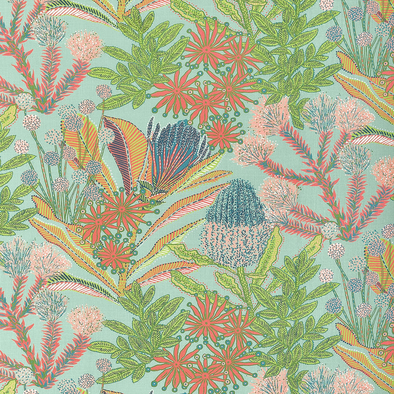 F81761 Protea Print Pool Soleil Fabric by Thibaut