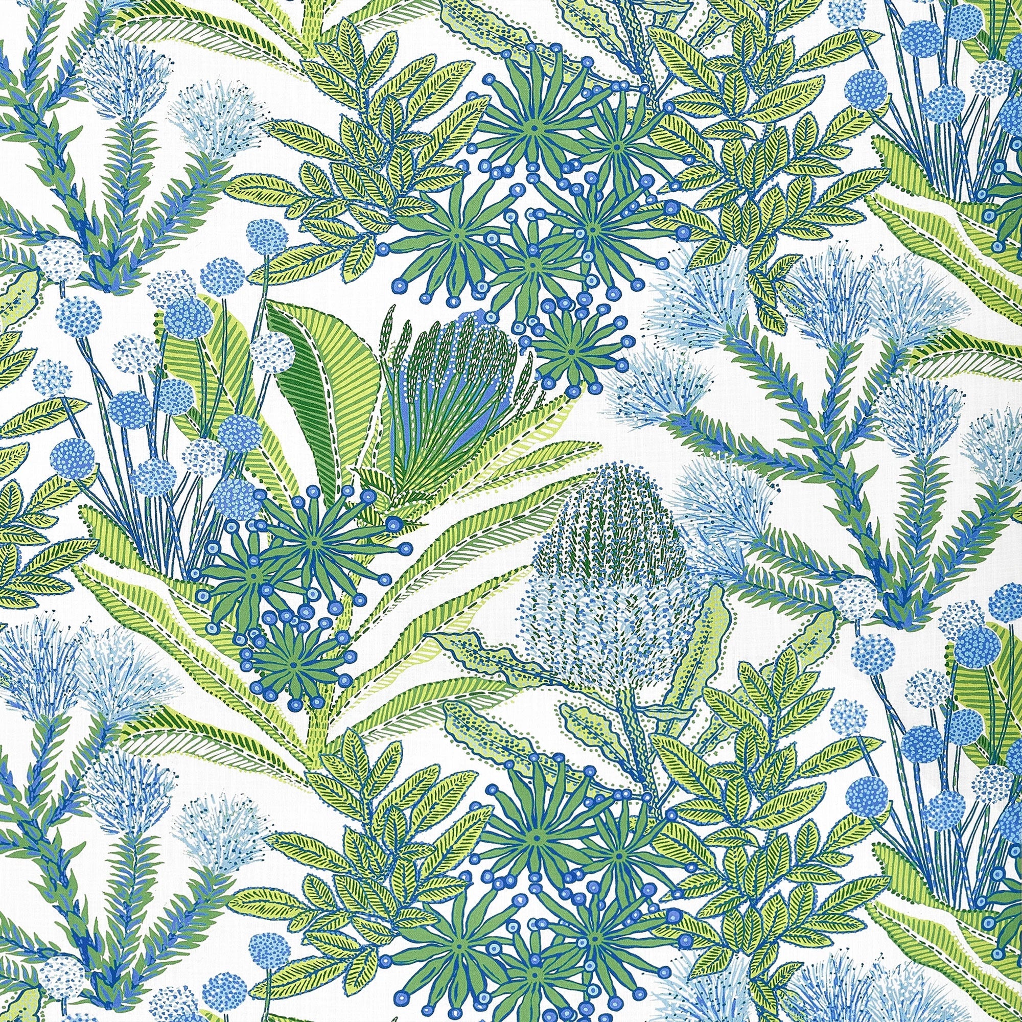 F81765 Protea Print Kiwi Soleil Fabric by Thibaut