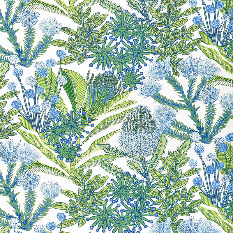 F81765 Protea Print Kiwi Soleil Fabric by Thibaut