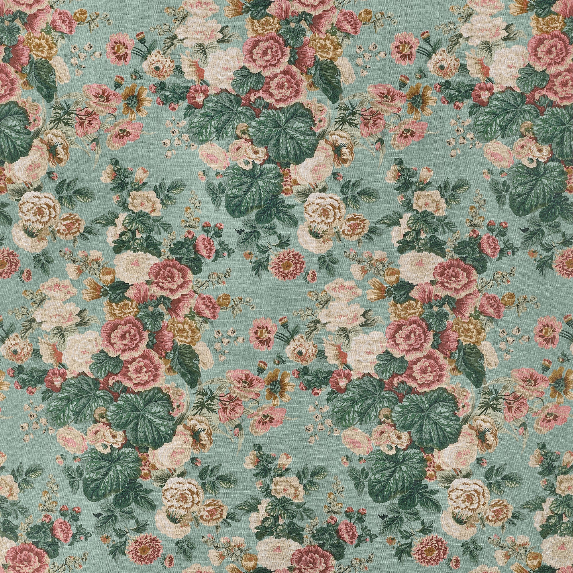 F910513 Hidcote Mineral Boxwood Fabric by Thibaut