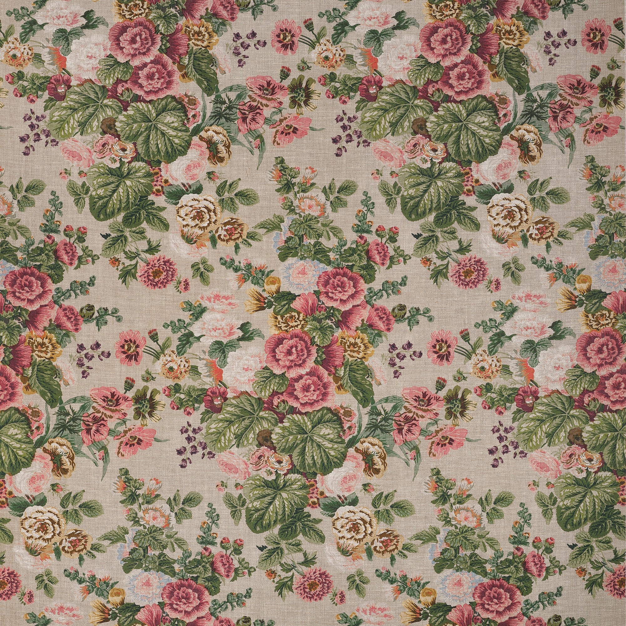 F910514 Hidcote Beige and Coral Boxwood Fabric by Thibaut