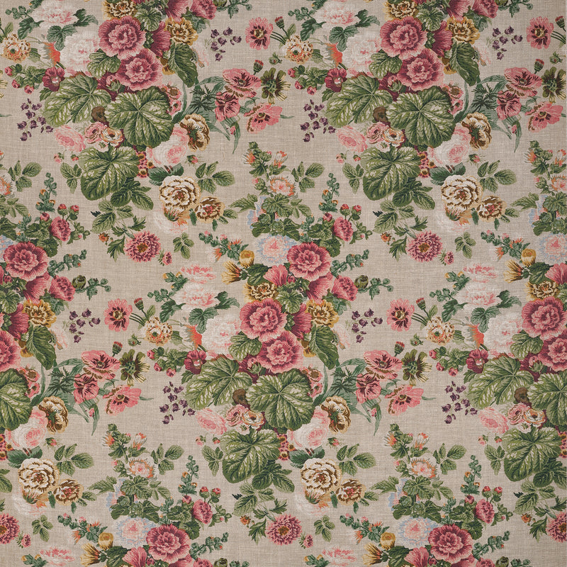 F910514 Hidcote Beige and Coral Boxwood Fabric by Thibaut