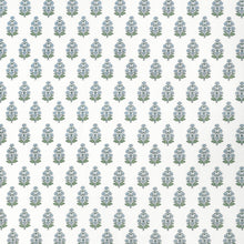 F910521 Audrey Blue Boxwood Fabric by Thibaut