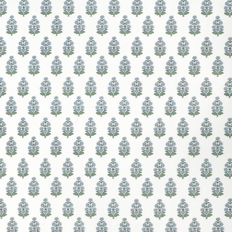 F910521 Audrey Blue Boxwood Fabric by Thibaut