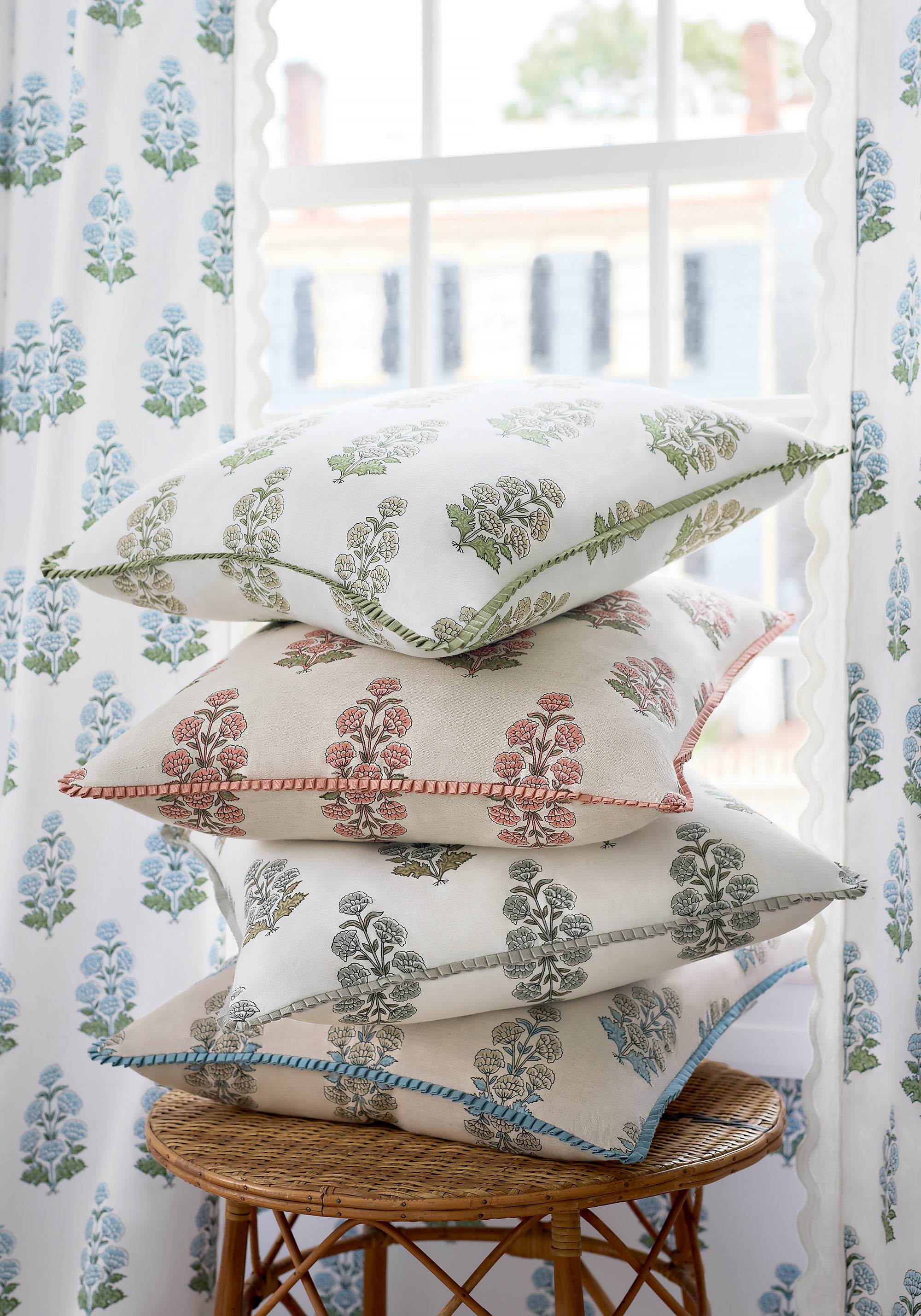 F910524 Audrey Spa Blue Boxwood Fabric by  Thibaut
