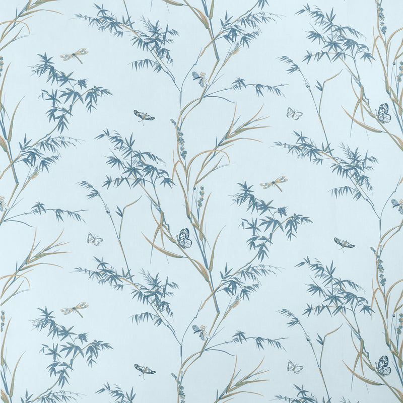 F910525 Virginia Spa Blue Boxwood Fabric by Thibaut