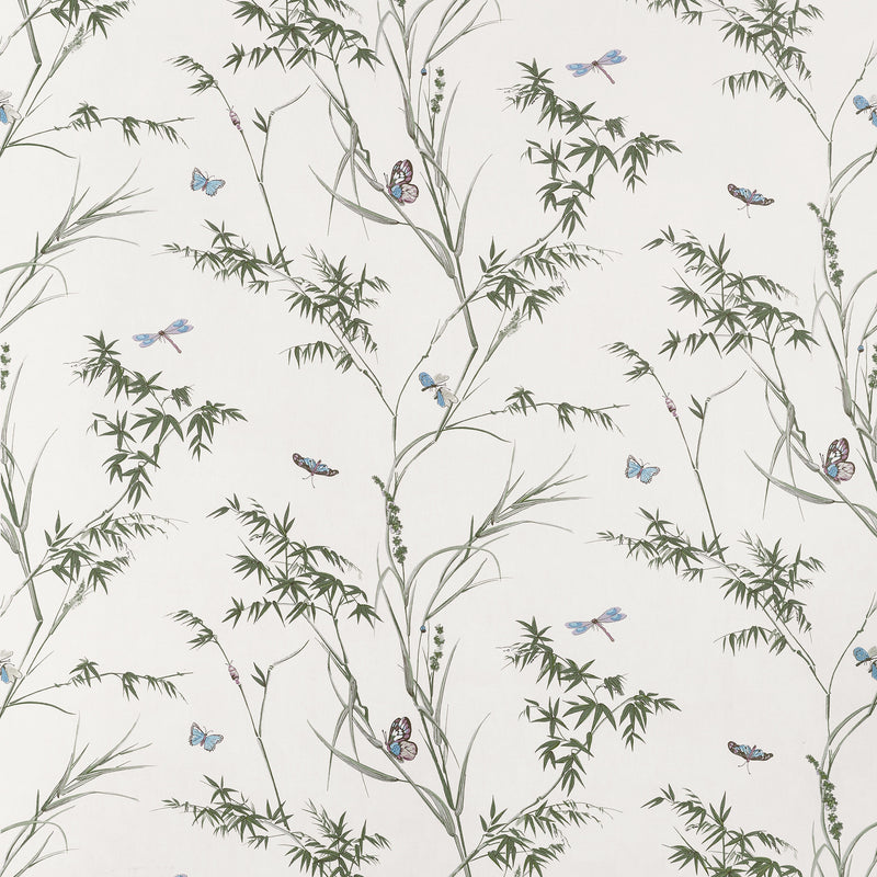 F910526 Virginia Beige and Sage Boxwood Fabric by Thibaut