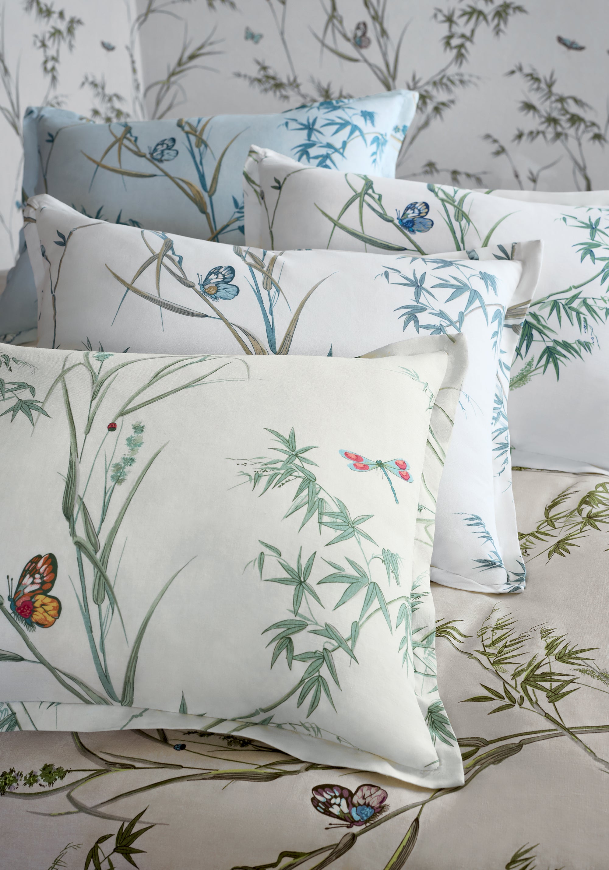 F910526 Virginia Beige and Sage Boxwood Fabric by Thibaut