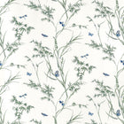 F910528 Virginia Blue and Green Boxwood Fabric by Thibaut