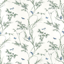 F910528 Virginia Blue and Green Boxwood Fabric by Thibaut