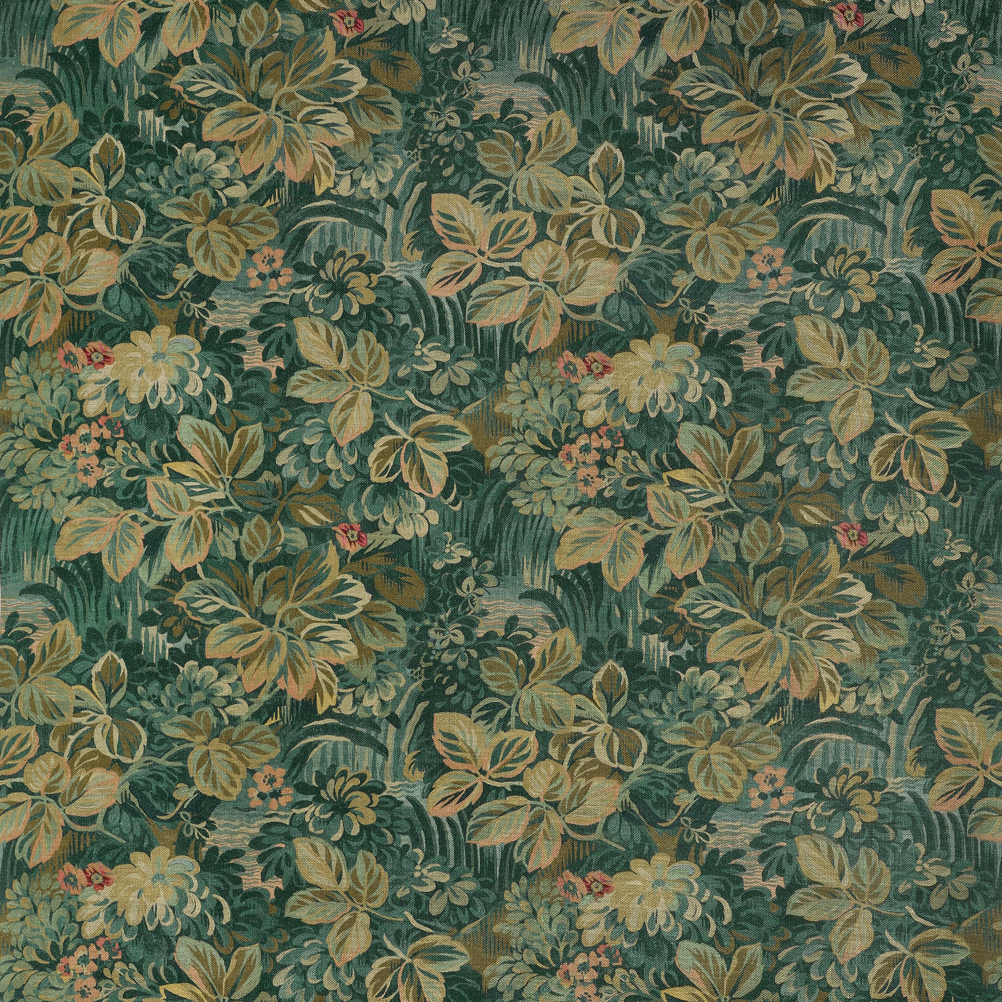 F910530 Night Garden Peacock Boxwood Fabric by Thibaut