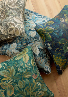 F910530 Night Garden Peacock Boxwood Fabric by Thibaut
