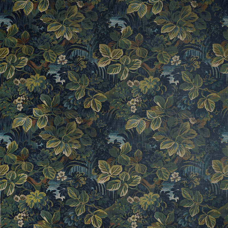 F910531 Night Garden Midnight Boxwood Fabric by Thibaut