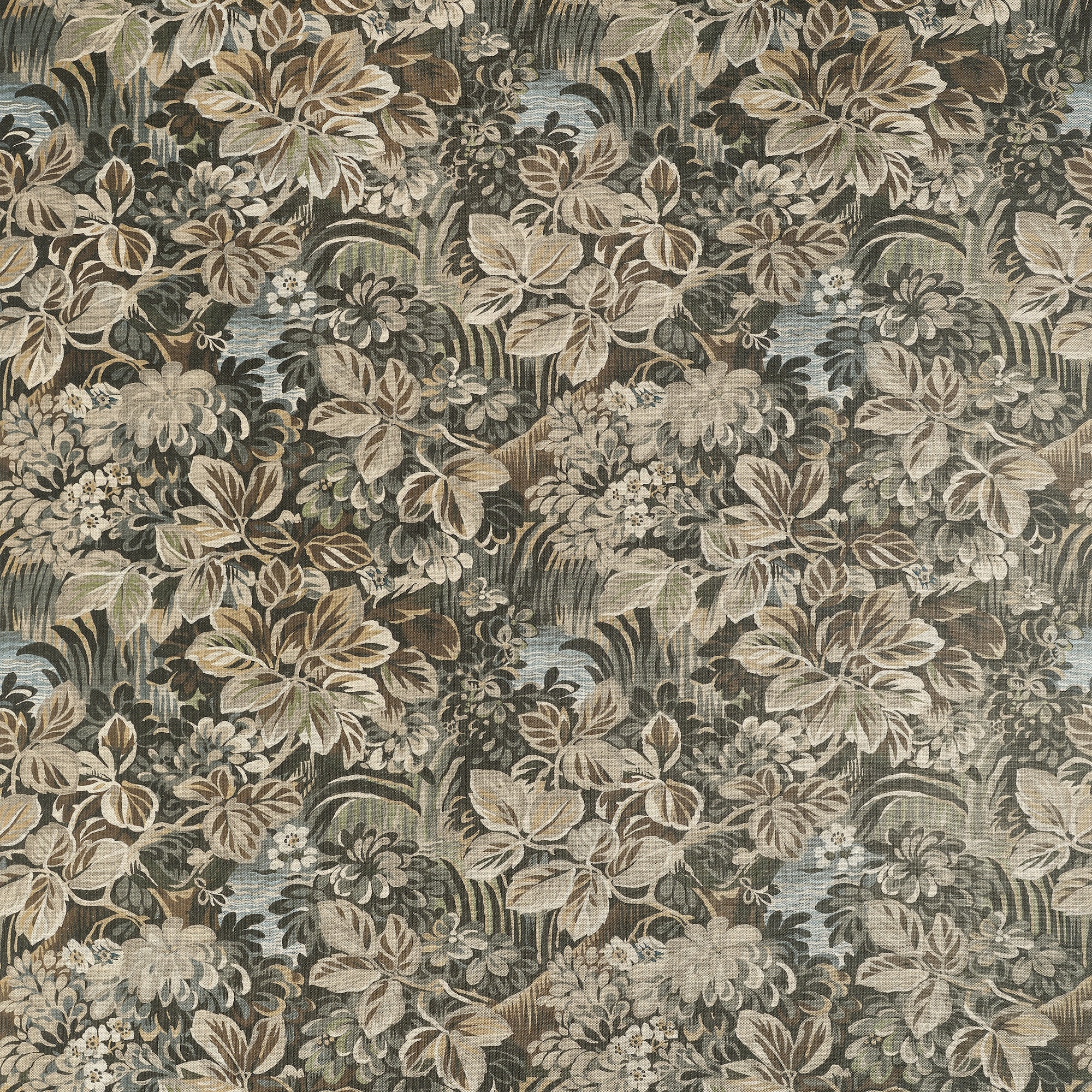 F910532 Night Garden Brown Boxwood Fabric by Thibaut