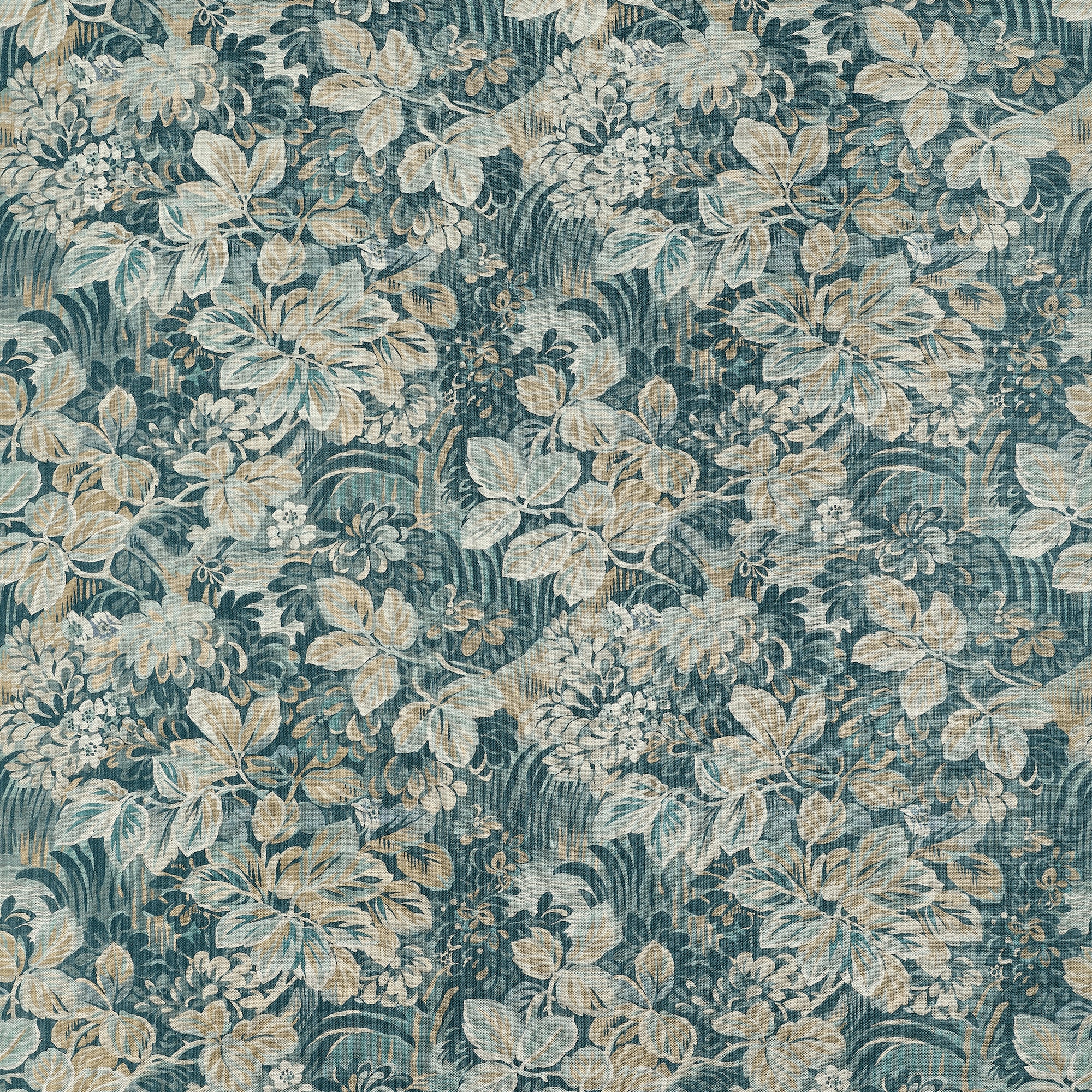 F910533 Night Garden Spa Blue Boxwood Fabric by Thibaut
