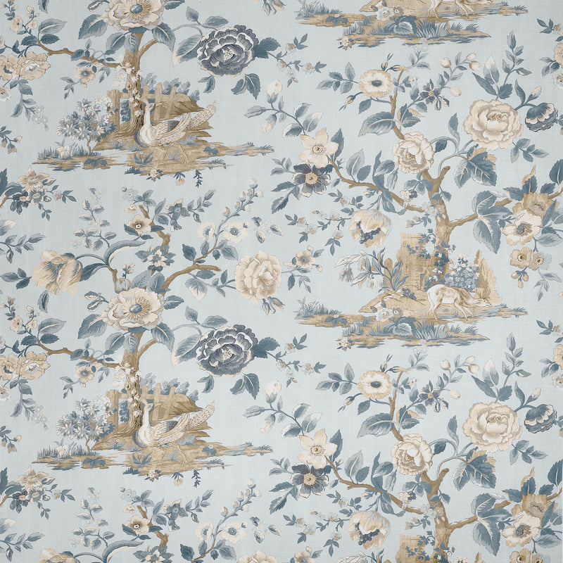 F910538 Forest Lodge Spa Blue Boxwood Fabric by Thibaut