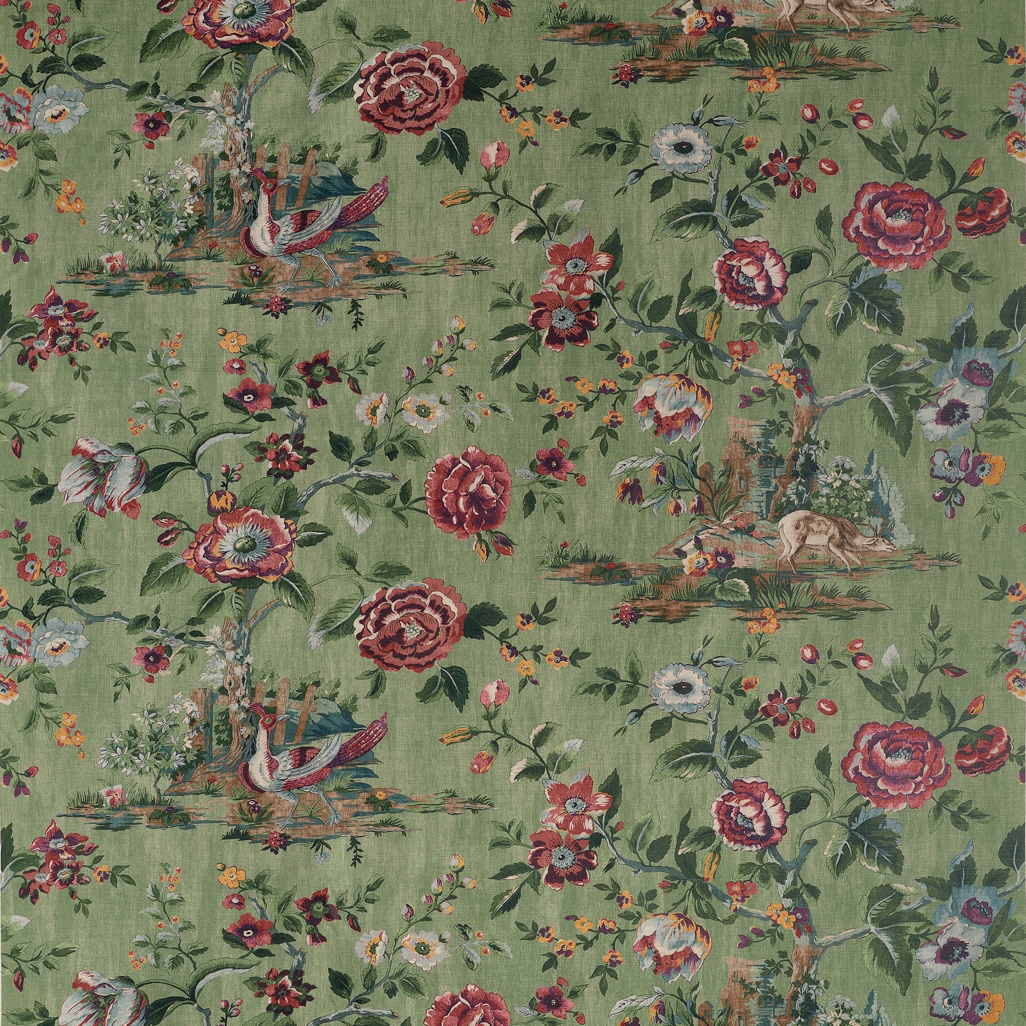 F910542 Forest Lodge Green Boxwood Fabric by Thibaut