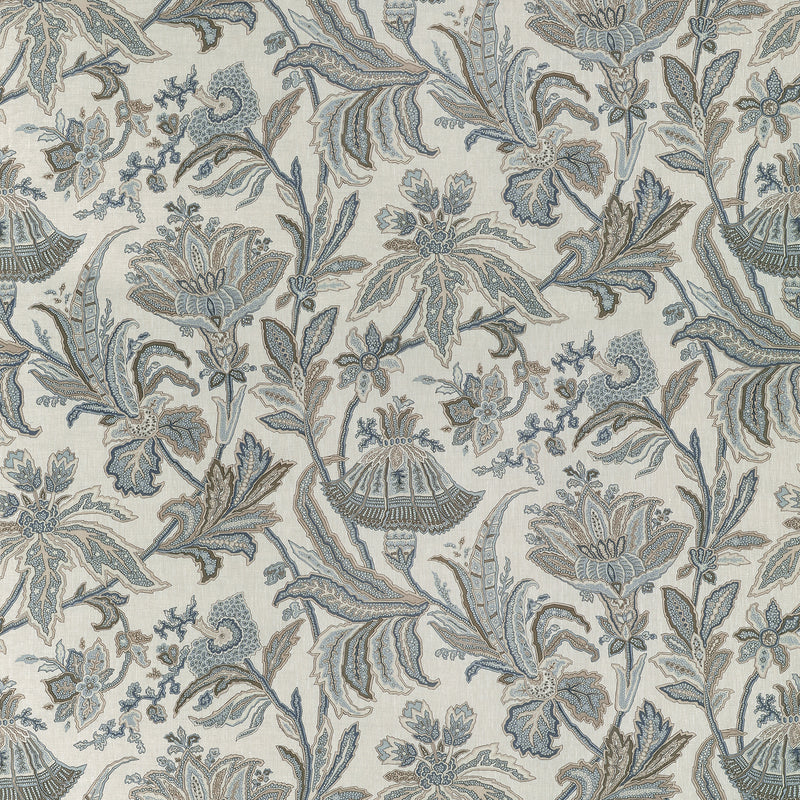 F910543 Breckenridge Grey and Beige Boxwood Fabric by Thibaut