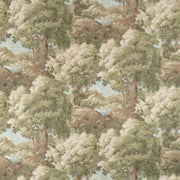 Woodland Clearing Green Boxwood Fabric by Thibaut