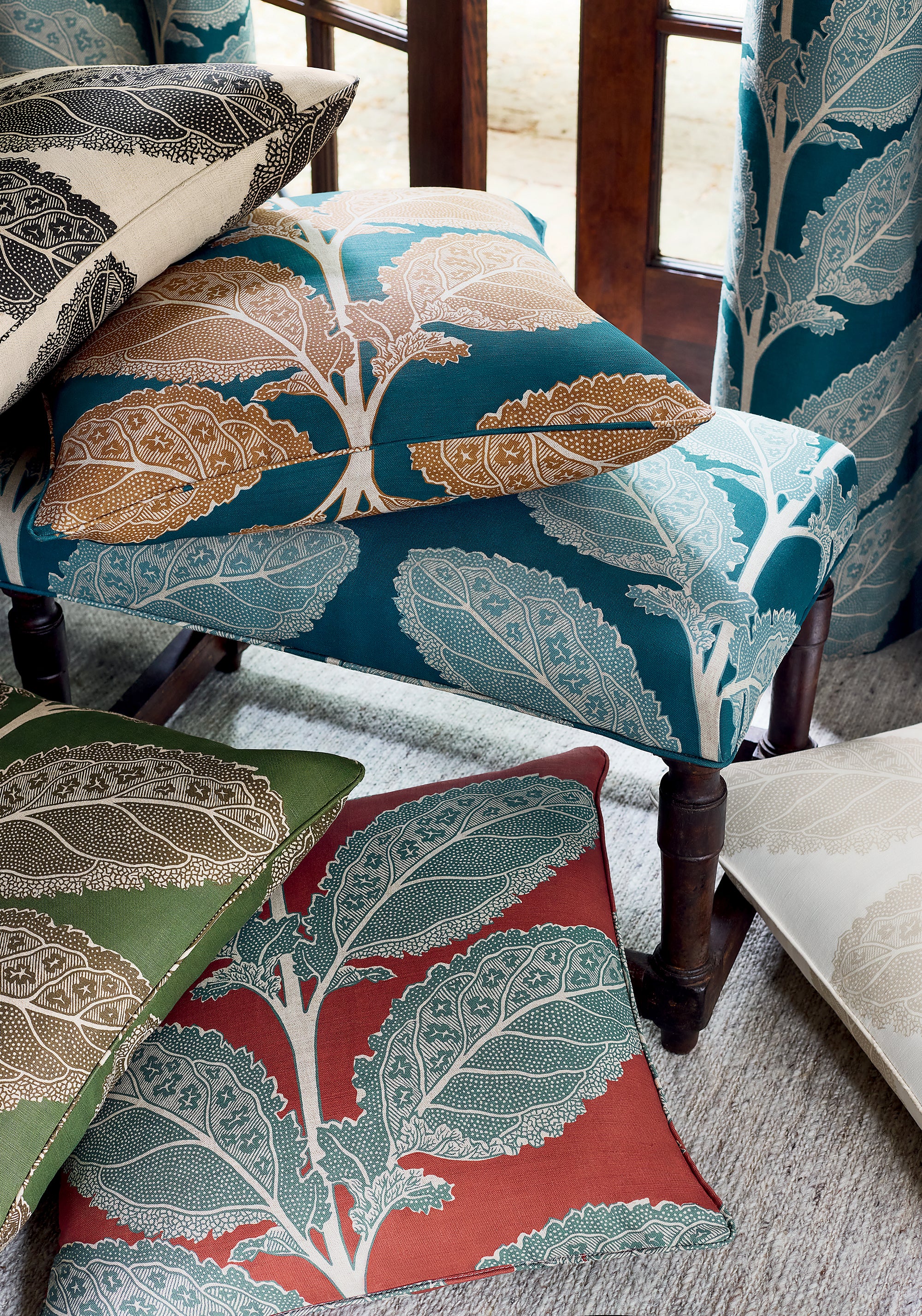 F912036 Lacinato Mineral Vista Fabric by Thibaut