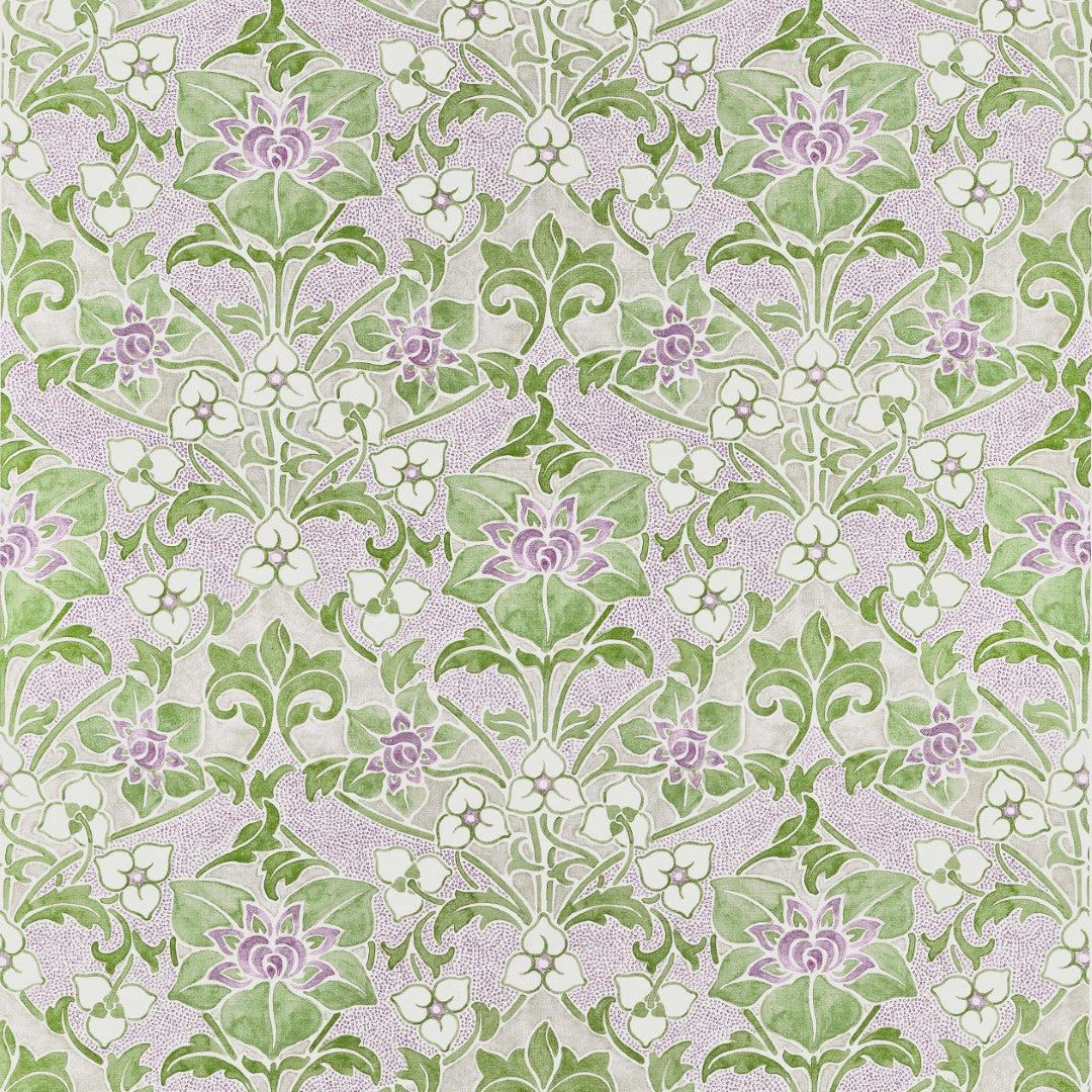 F914603 Woodford Lilac and Green Fabric by Thibaut