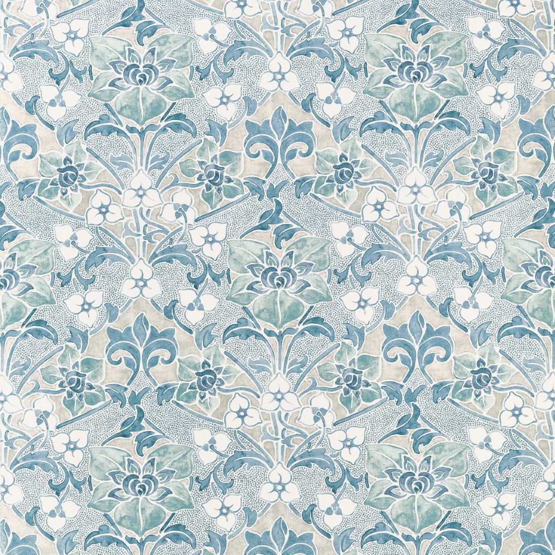 F914604 Woodford Spa Blue Fabric by Thibaut