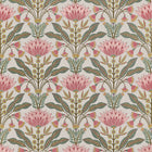 F914606 Lotus Cranberry and Green Fabric by Thibaut