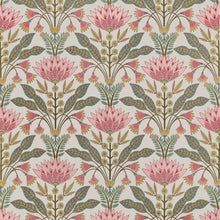 F914606 Lotus Cranberry and Green Fabric by Thibaut