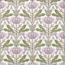 F914608 Lotus Lilac and Green Fabric by Thibaut